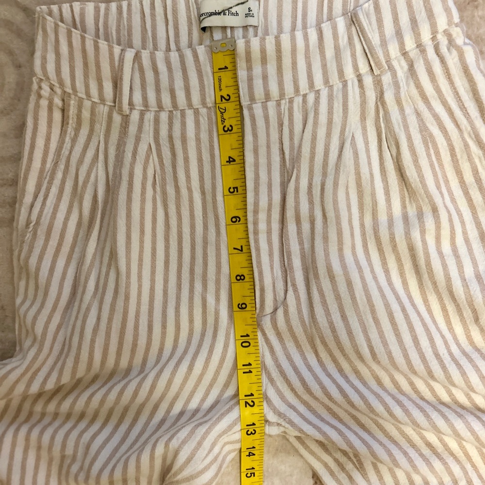 Abercrombie & Fitch Striped Tan Women’s Linen Blend lined Pant size:Sr - Picture 4 of 13
